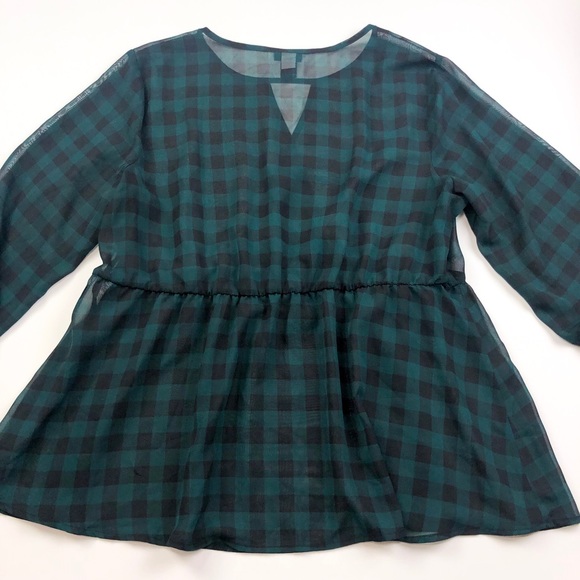 Torrid Gingham Chiffon Surplice Peplum Top J335 - Picture 7 of 8